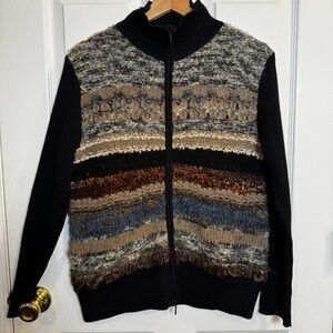 Vintage Talk of the Walk Italian Yarn Wool Mohair Textured Zip Sweater Jacket L